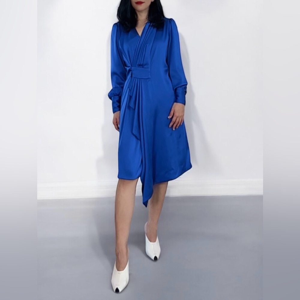 US 8 RHEA COSTA Royal Blue Midi Dress NWT